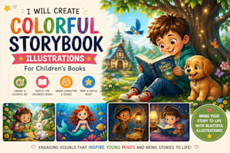 create colorful storybook illustrations for childrens books