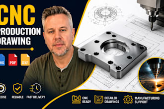 cnc production drawing, cnc drawing, dxf design, autocad manufacturing plans