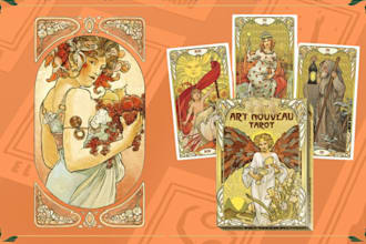 design spiritual oracle card, tarot art nouveau, card illustration, tarot deck