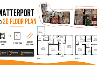 convert matterport scans into professional 2d floor plan with dimension