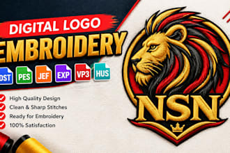 design a custom logo optimized for embroidery all format