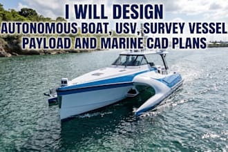 design  autonomous boat, usv, survey vessel ,p ayload and marine cad plans
