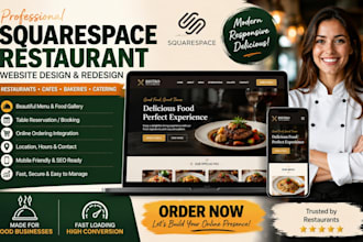design squarespace restaurant website with online menu reservation and ordering