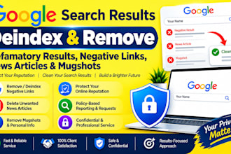 deindex defamatory google results, negative links, news articles and mugshots