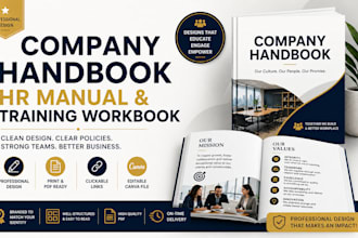design canva company handbook, HR manual and training workbook design
