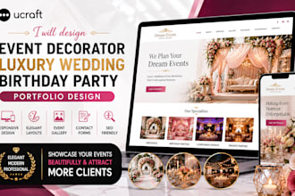 design event decorator luxury wedding birthday party ucraft portfolio website