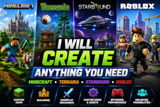 create anything you need in minecraft, terraria, starbound and roblox