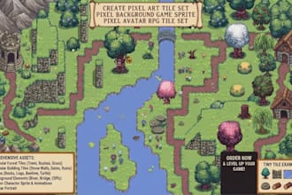 custom pixel art background and environment game assets pixel retro game art
