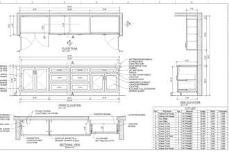 design custom millwork, cabinetry shop drawings, woodworking plans and cutlists