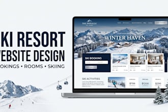 design a ski resort website, winter website for winter bookings and reservations