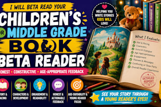 beta read your childrens or middle grade book with honest feedback
