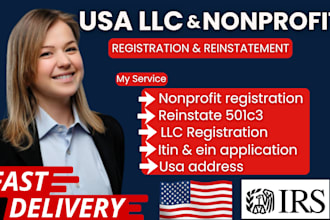do usa llc registration for nonresident, 501c3 nonprofit, reinstate 501c3, itin