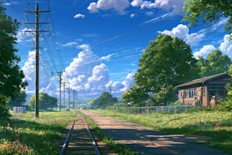 draw anime background, 2d environment, landscape