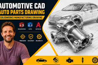 automotive cad, auto parts drawing, solidworks manufacturing drawing