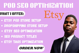 pod dropshipping website etsy expert SEO audit wordpress shop setup optimization