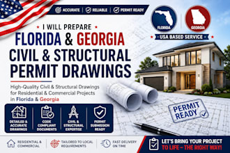 prepare florida and georgia civil structural permit drawings