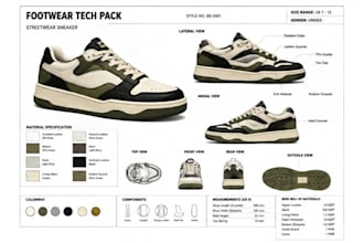 create shoe tech pack footwear tech pack sneaker tech pack technical drawing