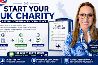 set up your UK charity, prepare governance documents and support annual returns