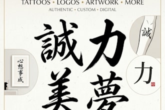 write custom chinese calligraphy for tattoo and any uses