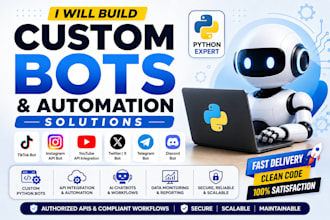 do custom social media bot, tiktok bot instagram bot, twitter x bot, youtube bot