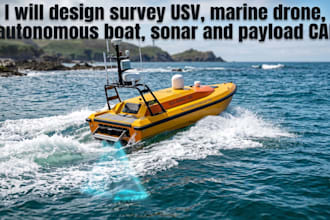 design survey usv, marine drone, autonomous boat, sonar cad