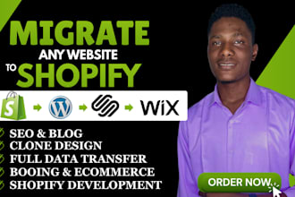 migrate ecommerce store to shopify, wix, wordpress, squarespace expert