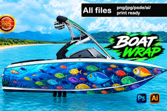 design attractive boat , ski, jet, surfboard , ship, watercraft, yacht wraps