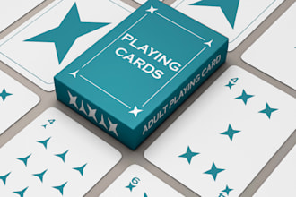 create custom playing card design, poker card illustration and card box mockup
