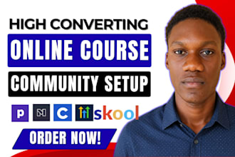setup skool community, podia website, skool website and podia course creation