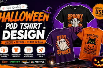 halloween pod tshirts, etsy, printify and amazon merch designs, halloween design