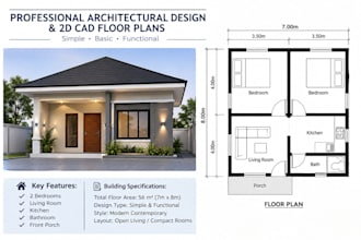 create professional architectural design and 2d cad floor plans