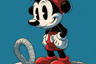 create rubber hose vintage retro cartoon illustrations