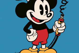 draw retro mascot illustration in rubber hose style