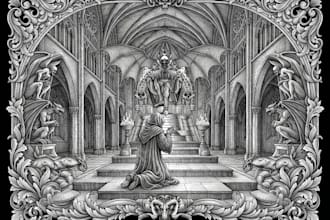 draw dark art illustration with engraving style