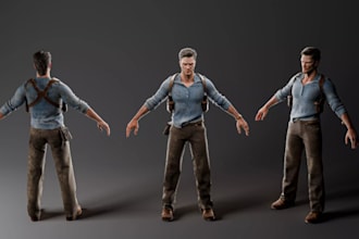 reform modular game character,pbr materials, custom midpoly asset,split 3d model
