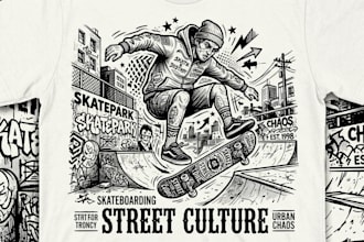 create drawing black and white art illustration for clothing