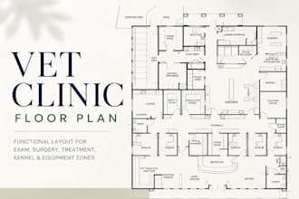 design veterinary pet clinic autocad floor plan wit equipment and surgery layout