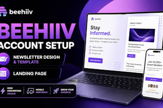 do beehiiv account setup, beehiiv newsletter design and template, landing page