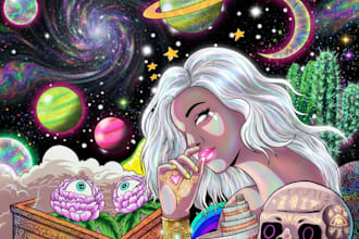 create psychedelic trippy pop art poster cover