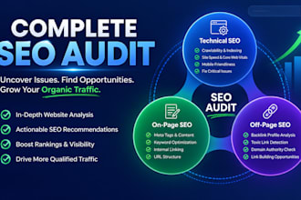 do a complete SEO audit covering technical, on page and off page