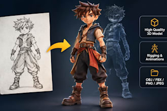 convert 2d to 3d head model 2d to 3d character model picture to 3d model