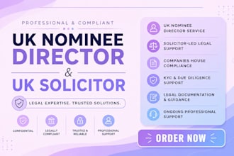 provide a professional UK nominee director service and uk solicitor support