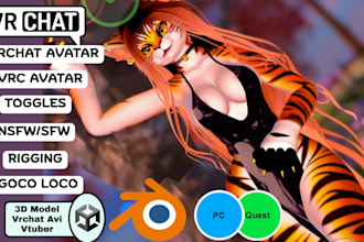 do custom furry avatar fursona facial rig, vrchat 3d model and vrc anime avatar