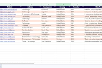 do web research and organize data in google sheets