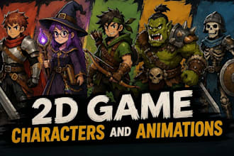 design 2d game character, sprite, character sheet and game art