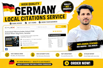 create 300 germany local citations for german business directories local SEO