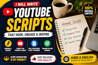 write engaging hindi and english youtube scripts and stories