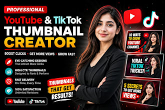 design catchy youtube thumbnails and tiktok video covers