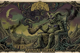 draw stoner rock, psychedelic, dark, doom artwork