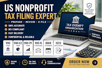 prepare and efile US nonprofit tax forms 990, 990ez, 990pf